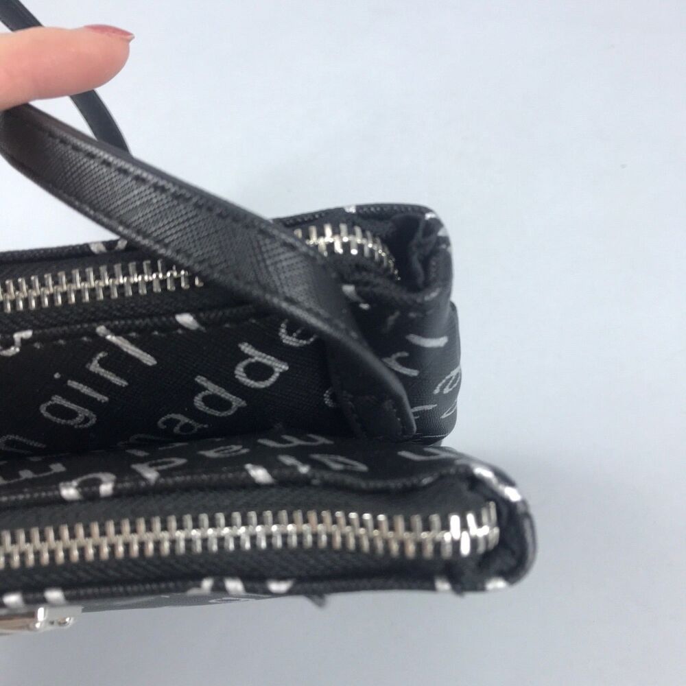 Steve Madden Girl Black Silver Logo Letters Cross body Shoulder Bag Purse NWT - Picture 7 of 12
